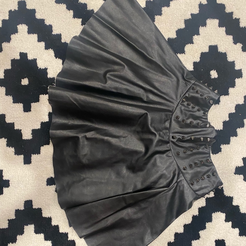 Studded pleather skirt